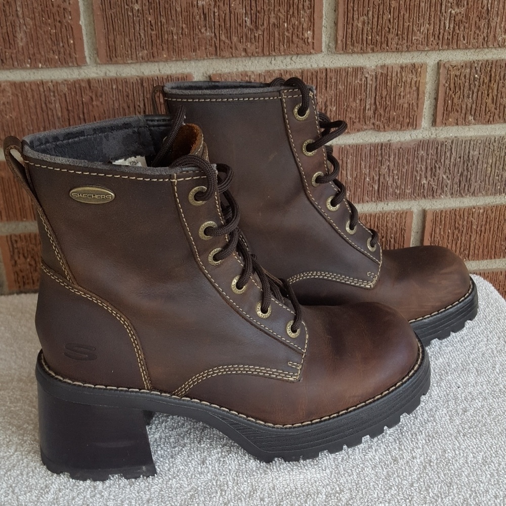 Skechers Brown Leather Platform Bo
